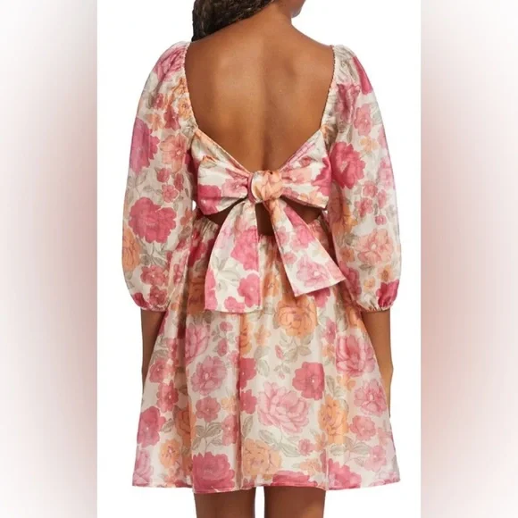 Kivari Floral Mini Dress - Pink and Orange - Picture 14 of 15